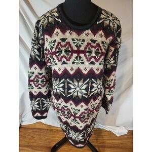 Vintage Paul Harris Design Fair Isle Snowflake Sweater Size L